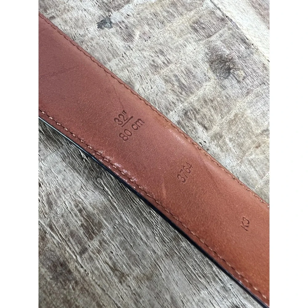 Coach Black Crocodile Embossed Leather Belt 3764 Silver Buckle 32 80cm